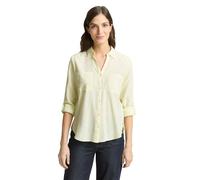 Langarmbluse TOM TAILOR "Regular", Damen, Gr. 44, gelb (soft lemon), Web, Obermaterial: 100% Baumwolle, regular fit hüftbedeckend, V-Ausschnitt, Krempelärmel,mit Knöpfen, Blusen, mit Brusttaschen (871