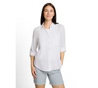 Langarmbluse TOM TAILOR "Regular", Damen, Gr. 44, weiß, Web, Obermaterial: 100% Baumwolle, regular fit hüftbedeckend, V-Ausschnitt, Krempelärmel,mit Knöpfen, Blusen, mit Brusttaschen (88263807-44) wei