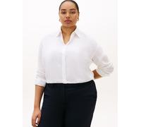 Langarmbluse TOMMY HILFIGER CURVE "CRV ESS LINEN ROUND HEM SHIRT", Damen, Gr. 54, weiß (th optic weiß), Web, Obermaterial: 100% Leinen, unifarben, oversize normal, 1-Knopf-Manschette, Blusen, in große