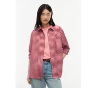 Langarmbluse TOMMY HILFIGER "ESS POPLIN EASY FIT SHIRT", Damen, Gr. 42, rot (classic rot preppy stripe), Popeline, Obermaterial: 100% Baumwolle, gestreift, normal hüftbedeckend, Ärmel mit Ärmelschlitz