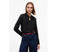 Langarmbluse TOMMY HILFIGER "FEM FLUID BLOUSE ESSENTIAL", Damen, Gr. 36, schwarz, Web, Obermaterial: 100% Viskose, unifarben, normal, V-Ausschnitt, Blusen, Viskose (75194453-36) schwarz