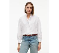 Langarmbluse TOMMY HILFIGER "POPLIN BLOUSE WITH RUFFLES", Damen, Gr. 38, optic weiß, Web, Obermaterial: 100% Baumwolle, unifarben, normal, Blusen, Baumwolle, mit Rüschen Detail (28053950-38) optic wei
