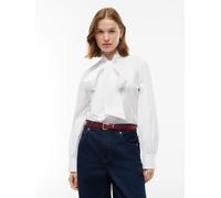 Langarmbluse TOMMY HILFIGER "POPLIN BOW TIE LS SHIRT", Damen, Gr. 40, weiß (optic weiß), Web, Obermaterial: 100% Baumwolle, unifarben, normal, Manschette, Blusen, Baumwolle (12625247-40) optic weiß