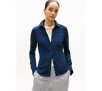 Tommy Hilfiger Damen Hemd 1985 Slim mit Spitzkragen, Blau (Dark Night Navy), S