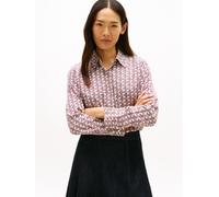 Langarmbluse TOMMY HILFIGER "VIS TWILL LS REGULAR SHIRT", Damen, Gr. 38, logo print ecru, Web, Obermaterial: 100% Viskose, kariert, regular fit, Blusen (41900748-38) logo print ecru