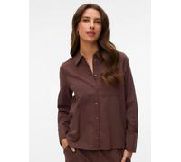 Langarmbluse VERO MODA "VMCAIA LS SHIRT WVN NOOS", Damen, Gr. XL, chocolate martini, Web, Obermaterial: 90% Baumwolle, 10% Leinen, unifarben, regular fit normal, Blusen, Baumwollmischung, regular fit,