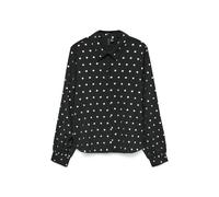 Langarmbluse VERO MODA "VMCARLA FOIL L/S SHIRT WVN GA", Damen, Gr. S, schwarz aop:silber dot foil, Web, Obermaterial: 100% Polyester, bedruckt, regular fit normal, Blusen (81168565-S) schwarz aop:silb