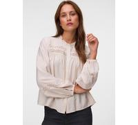 Langarmbluse VERO MODA "VMCASEY LS LACE SHIRT WVN NOOS", Damen, Gr. XL, beige (pumice stone), Web, Obermaterial: 75% Viskose, 25% Nylon, unifarben, regular fit normal, Blusen, Viskosemischung, regular