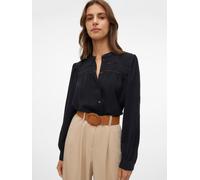 Langarmbluse VERO MODA "VMEMMA LS LACE SHIRT WVN GA NOOS", Damen, Gr. XS, schwarz, Web, Spitze, Obermaterial: 100% Polyester, unifarben, modisch, normal, Rundhals, Langarm, Blusen (83804356-XS) schwar