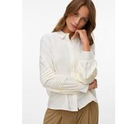 Langarmbluse VERO MODA "VMISELA L/S SHIRT WVN BTQ GA", Damen, Gr. XS, weiß (cloud dancer), Web, Obermaterial: 90% Viskose, 10% Nylon, gepflegt, unifarben, regular fit hüftbedeckend, angesetztes Bündch