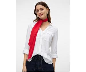 Langarmbluse VERO MODA "VMLINN BUMPY LS SHIRT WVN NOOS", Damen, Gr. S, snow weiß, Web, Obermaterial: 55% Leinen, 45% Viskose, unifarben, regular fit Po-bedeckend, V-Ausschnitt, Blusen, Viskosemischung