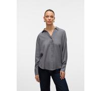 Langarmbluse VERO MODA "VMMELANEY QUEENY LS SHIRT WVN NOOS", Damen, Gr. L, excalibur detail:melange, Web, Obermaterial: 100% Polyester, meliert, loose fit Po-bedeckend, V-Ausschnitt, Blusen, Kunstfase