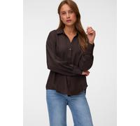 Langarmbluse VERO MODA "VMMELANEY QUEENY LS SHIRT WVN NOOS", Damen, Gr. M, braun (chocolate torte), Web, Obermaterial: 100% Polyester, unifarben, loose fit Po-bedeckend, V-Ausschnitt, Blusen, Kunstfas