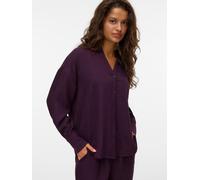 Langarmbluse VERO MODA "VMMELANEY QUEENY LS SHIRT WVN NOOS", Damen, Gr. M, rot (winetasting), Web, Obermaterial: 100% Polyester, unifarben, modisch, loose fit Po-bedeckend, V-Ausschnitt, Langarm, Blus