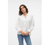 Langarmbluse VERO MODA "VMMELANEY QUEENY LS SHIRT WVN NOOS", Damen, Gr. M, weiß (snow weiß), Web, Obermaterial: 100% Polyester, unifarben, loose fit Po-bedeckend, V-Ausschnitt, Blusen, Kunstfaser, loo