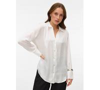 Langarmbluse VERO MODA "VMSOMMER LS SHIRT WVN GA NOOS", Damen, Gr. L, snow weiß, Web, Obermaterial: 100% Polyester, unifarben, regular fit normal, V-Ausschnitt, Blusen Langarmbluse (31509568-L)