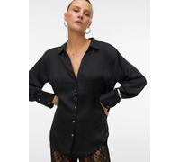 Langarmbluse VERO MODA "VMSOMMER LS SHIRT WVN GA NOOS", Damen, Gr. XS, schwarz, Web, Obermaterial: 100% Polyester, unifarben, regular fit normal, V-Ausschnitt, Blusen (17470555-XS) schwarz