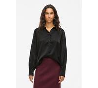 Langarmbluse VILA "VIENNA RAVENNA L/S BALLOON SHIRT - NOOS", Damen, Gr. 36, schwarz (schwarz beauty), Web, Obermaterial: 100% Polyester, unifarben, regular fit normal, angesetztes Bündchen, Blusen Lan