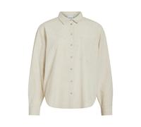 Langarmbluse VILA "VIPRISILLA L/S LOOSE SHIRT - NOOS", Damen, Gr. 36, super light natural melan, Web, Obermaterial: 50% Viskose, 40% Baumwolle, 10% Leinen, unifarben, lässig geschnitten normal, Blusen
