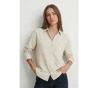 Langarmbluse VILA "VIPRISILLA L/S LOOSE SHIRT - NOOS", Damen, Gr. 38, beige (super light natural melan), Web, Obermaterial: 50% Viskose, 40% Baumwolle, 10% Leinen, unifarben, lässig geschnitten normal