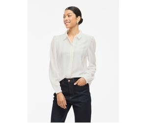 Langarmbluse VILA "VIZANIA L/S SHIRT - NOOS", Damen, Gr. S, cloud dancer, Web, Obermaterial: 98% Polyester, 2% Elasthan, unifarben, regular fit normal, Blusen (66305162-S) cloud dancer
