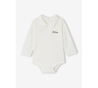 Langarmbody Baby Jungen mit Kragen Bio-Baumwolle wollweiß Gr. 80 von Vertbaudet