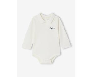Langarmbody Baby Jungen mit Kragen Bio-Baumwolle wollweiß Gr. 80 von Vertbaudet