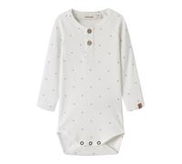 Langarmbody LIL' ATELIER "NBMGAGO KIP LS SLIM BODY LIL NOOS", Jungen, Gr. 68, N-Gr, coconut milk aop:sleet dot, Jersey, Obermaterial: 57% Baumwolle, 38% Lyocell, 5% Elasthan, bedruckt, gepunktet, Rund