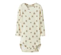 Langarmbody LIL' ATELIER "NBNGAVO EMO LS SLIM BODY LIL NOOS", Jungen, Gr. 86, N-Gr, turtledove aop:toy, Jersey, Obermaterial: 57% Baumwolle, 38% Lyocell, 5% Elasthan, bedruckt, Rundhals, Bodys, weiche