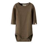 Langarmbody LIL' ATELIER "NBNGAYO LS SLIM BODY LIL NOOS", Jungen, Gr. 80, N-Gr, braun (shitake), Jersey, Obermaterial: 57% Baumwolle, 38% Lyocell, 5% Elasthan, unifarben, Rundhals, Bodys, Baumwollmisc