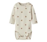 Langarmbody LIL' ATELIER "NBNLAYO KIM LS SLIM BODY LIL NOOS", Jungen, Gr. 62, N-Gr, beige (turtledove aop:squirrel), Jersey, Obermaterial: 57% Baumwolle, 38% Lyocell, 5% Elasthan, bedruckt, Rundhals, 