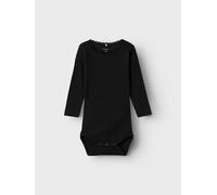 Langarmbody NAME IT "NBFKAB LS BODY NOOS", Jungen, Gr. 74, N-Gr, schwarz, Jersey, Obermaterial: 57% Baumwolle, 38% Modal, 5% Elasthan, unifarben, normal, Rundhals, Bodys (75444741-74) schwarz