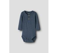 Langarmbody NAME IT "NBMKAB LS BODY NOOS", Jungen, Gr. 56, N-Gr, vintage indigo, Feinripp, Obermaterial: 57% Baumwolle, 38% Modal, 5% Elasthan, unifarben, regular fit, Rundhals, Bodys (88661223-56) vi