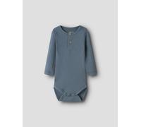 Langarmbody NAME IT "NBMKAB LS BODY NOOS", Mädchen, Gr. 86, N-Gr, blau (blau mirage), Feinripp, Obermaterial: 57% Baumwolle, 38% Modal, 5% Elasthan, unifarben, regular fit, Rundhals, Bodys (53375967-8