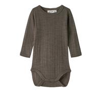 Langarmbody NAME IT "NBMWANG WOOL NEEDLE LS BODY SOLID NOOS", Kinder, Gr. 74, N-Gr, morel, Strick, Obermaterial: 100% Wolle, unifarben, regular fit, Rundhals, Bodys, aus reiner Merinowolle (75722433-7