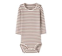 Langarmbody NAME IT "NBNBANI LS BODY NOOS", Jungen, Gr. 86, N-Gr, toasted coconut, Jersey, Obermaterial: 57% Baumwolle, 38% Modal, 5% Elasthan, geringelt, gestreift, regular fit, Rundhals, Bodys (1605