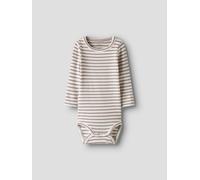 Langarmbody NAME IT "NBNBANI LS BODY NOOS", Mädchen, Gr. 50, N-Gr, lila (elderberry), Jersey, Obermaterial: 57% Baumwolle, 38% Modal, 5% Elasthan, geringelt, gestreift, regular fit, Rundhals, Bodys (4