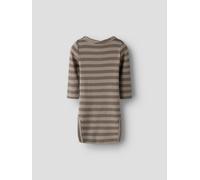 Langarmbody NAME IT "NBNBANIO LS BODY NOOS", Jungen, Gr. 62, N-Gr, beige (morel stripes:satellite), Jersey, Obermaterial: 57% Baumwolle, 38% Modal, 5% Elasthan, gestreift, Rundhals, Bodys, Baumwollmis