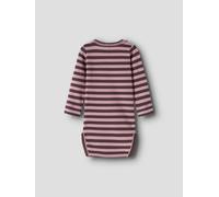 Langarmbody NAME IT "NBNBANIO LS BODY NOOS", Jungen, Gr. 86, N-Gr, rosa (french roast stripes:lilas), Jersey, Obermaterial: 57% Baumwolle, 38% Modal, 5% Elasthan, gestreift, Rundhals, Bodys, Baumwollm
