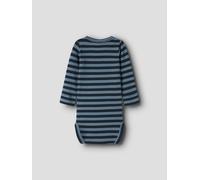 Langarmbody NAME IT "NBNBANIO LS BODY NOOS", Jungen, Gr. 92, N-Gr, blau (schwarz sapphire stripes:blau mirage), Jersey, Obermaterial: 57% Baumwolle, 38% Modal, 5% Elasthan, gestreift, Rundhals, Bodys,