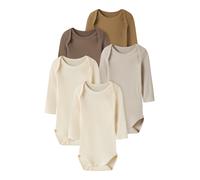 Langarmbody NAME IT "NBNBODY für Mädchen und Jungen mit Rippstruktur und Komfort", Mädchen, Gr. 92, N-Gr, bunt (coca mocha pack:w, bistre, peyote, 2x buttercream), Sweatware, Obermaterial: 100% Baumwo