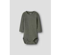 Langarmbody NAME IT "NBNKAB LS BODY NOOS", Jungen, Gr. 68, N-Gr, grün (dusty olive detail:melange), Jersey, Obermaterial: 57% Baumwolle, 38% Modal, 5% Elasthan, meliert, Rundhals, Bodys, Baumwollmisch