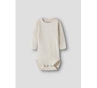 Langarmbody NAME IT "NBNKAB LS BODY NOOS", Jungen, Gr. 80, N-Gr, beige (peyote melange), Jersey, Obermaterial: 57% Baumwolle, 38% Modal, 5% Elasthan, unifarben, Rundhals, Bodys, Baumwollmischung, Jers