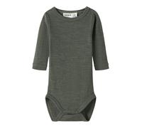 Langarmbody NAME IT "NBNWAX WOOL RIB LS BODY NOOS", Kinder, Gr. 62, N-Gr, mulled basil, Rippstrick, Obermaterial: 100% Wolle, unifarben, Rundhals, Bodys, aus reiner Merinowolle (10065345-62) mulled ba