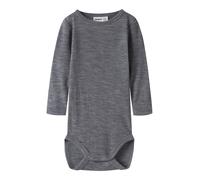 Langarmbody NAME IT "NBNWAX WOOL RIB LS BODY NOOS", Kinder, Gr. 56, N-Gr, folkstone gray, Rippstrick, Obermaterial: 100% Wolle, unifarben, Rundhals, Bodys, aus reiner Merinowolle (25115225-56) folksto