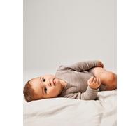 Langarmbody NAME IT "NBNWAX WOOL RIB LS BODY NOOS", Mädchen, Gr. 56, N-Gr, satellite, Rippstrick, Obermaterial: 100% Wolle, unifarben, Rundhals, Bodys, aus reiner Merinowolle (64401253-56) satellite