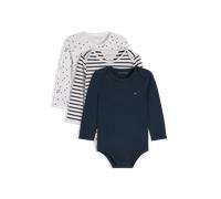Langarmbody TOMMY HILFIGER, Jungen, Gr. 62, N-Gr, schwarz night navy, Jersey, Obermaterial: 93% Baumwolle, 7% Elasthan, bedruckt, gemustert, unifarben, regular fit, Rundhals, abgesteppte Kante, Bodys,