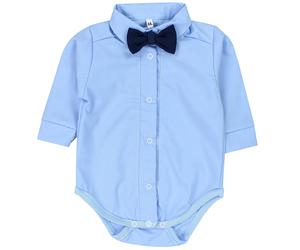 Langarmbody TUPTAM "Body Jungen Baby Hemd-Body Langarm mit Kragen", Jungen, Gr. 62, N-Gr, blau (blau, dunkelblaue fliege), Obermaterial: 50% Baumwolle CO. 50% Polyester PES., Bodys (11565266-62) blau,