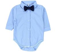 Langarmbody TUPTAM "Body Jungen Baby Hemd-Body Langarm mit Kragen", Jungen, Gr. 74, N-Gr, blau (blau, dunkelblaue fliege), Obermaterial: 50% Baumwolle CO. 50% Polyester PES., Bodys (11565266-74) blau,