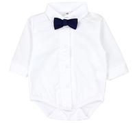 Langarmbody TUPTAM "Body Jungen Baby Hemd-Body Langarm mit Kragen", Jungen, Gr. 80, N-Gr, weiß (weiß, dunkelblaue fliege), Obermaterial: 50% Baumwolle CO. 50% Polyester PES., Bodys (45396718-80) weiß,